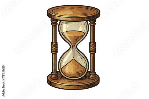 Ornate vintage hourglass timer with flowing sand symbolizing the passage of time