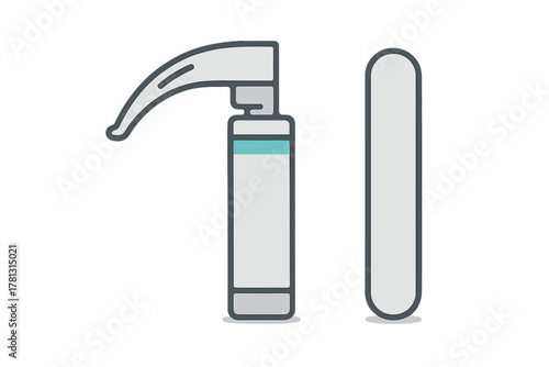 Laryngoscope handle and separate blade essential medical equipment for airway management