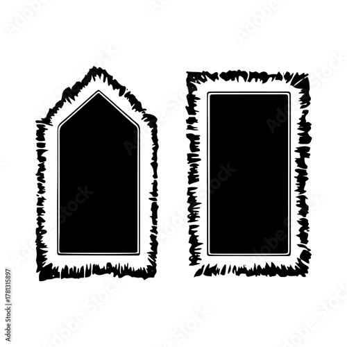 Decorative black and white frames for artwork showcasing different shapes and sizes