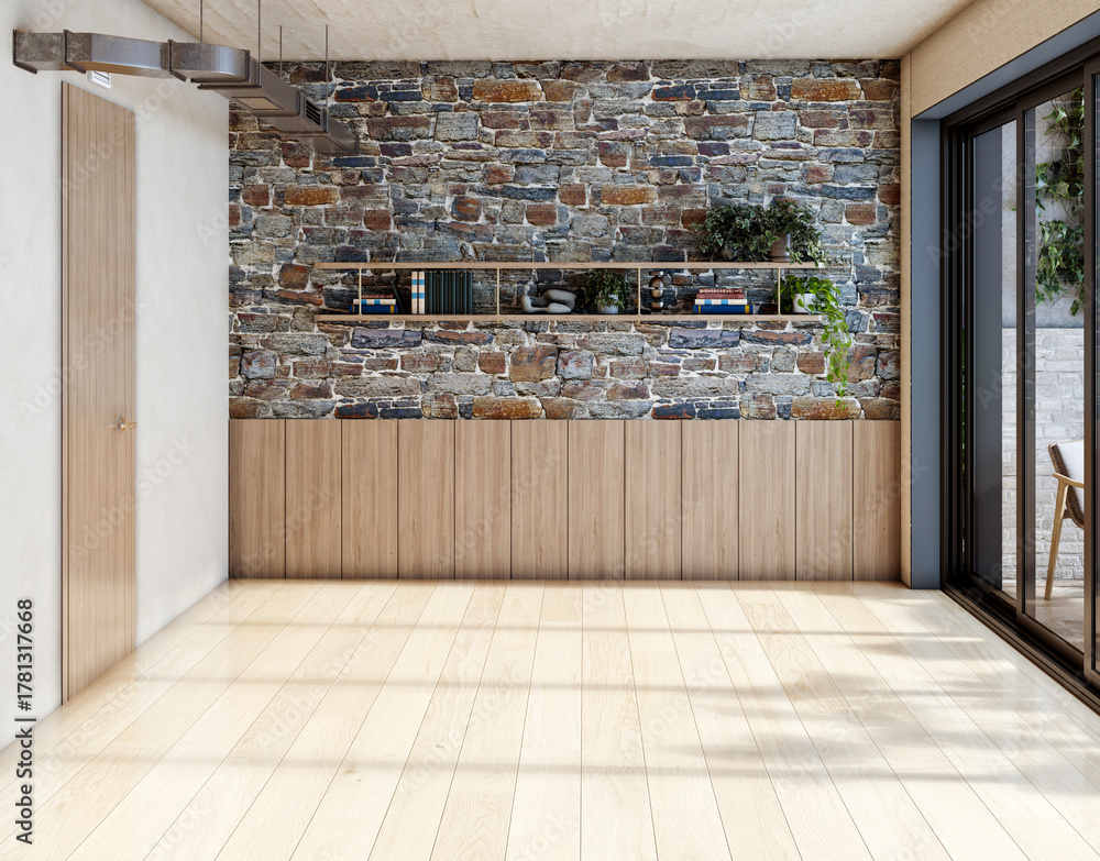 Naklejka premium Large luxury modern bright interiors Living room mockup illustration 3D rendering image