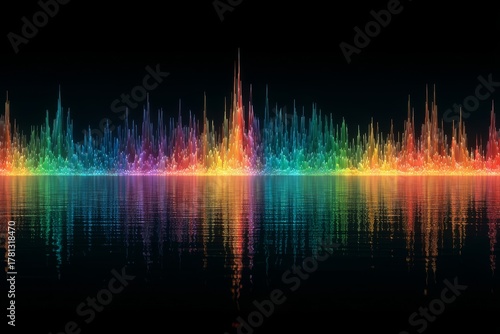 Wallpaper Mural Colorful wave of light is reflected in the water. The image is a vibrant Torontodigital.ca