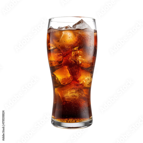 Refreshing Cold Beverage Served in a Tall Glass With Ice Cubes on a Hot Summe...