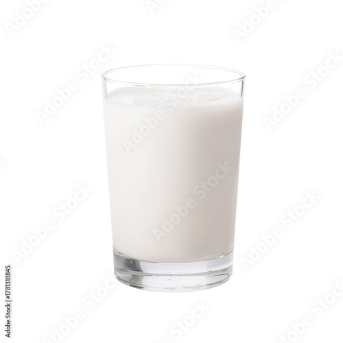 Refreshing Glass of Milk Served in a Clear Glass on a Simple Background.