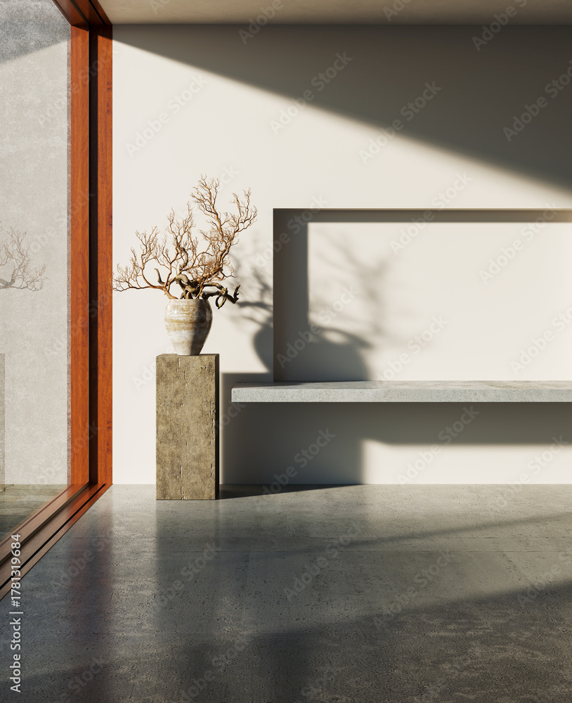 Naklejka premium Large luxury modern bright interiors Living room mockup illustration 3D rendering image