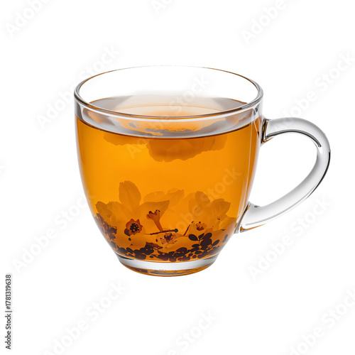Relaxing Herbal Tea Served in a Clear Cup With Vibrant Floral Details in the ...