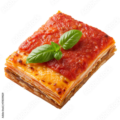 Delicious Lasagna Served With Fresh Basil and Savory Tomato Sauce on a White ...