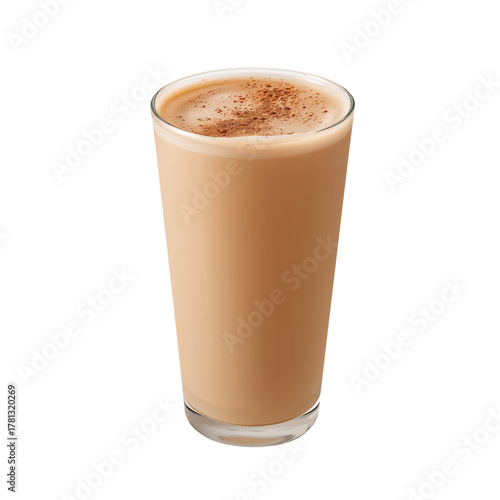 Creamy Chai Latte Served in a Tall Glass With a Sprinkle of Spice on Top
