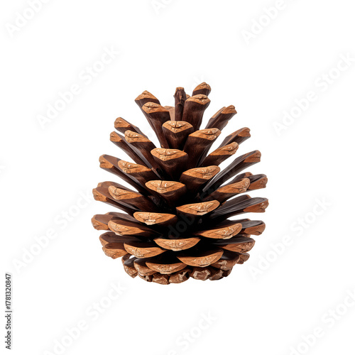 Decorative Pine Cone Placed on a White Background Showcasing Natural Textures...
