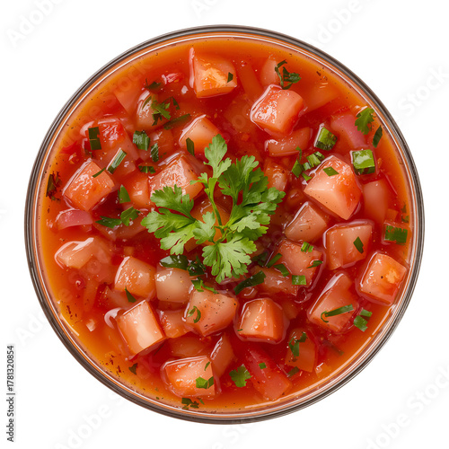 Fresh Tomato Salsa With Herbs Served in a Glass Bowl at a Summer Gathering