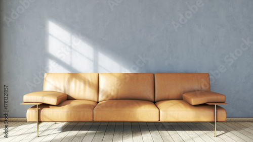 Large luxury modern bright interiors Living room mockup illustration 3D rendering image