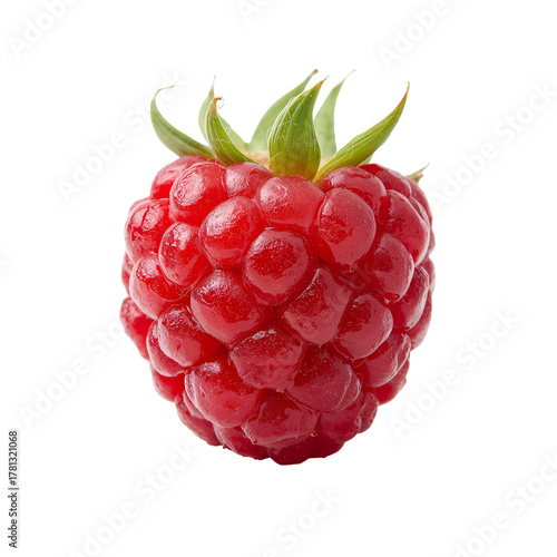 Fresh Raspberry on a White Background Showcasing Its Vibrant Color and Unique...
