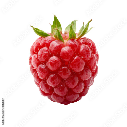 Fresh Raspberry on a White Background Showcasing Its Vibrant Color and Unique...
