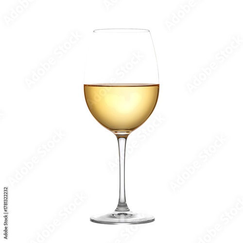 Elegant White Wine Glass Filled With Golden Liquid on a Simple Background at ...