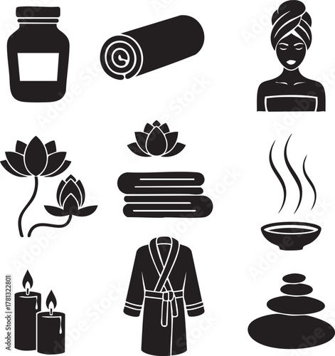 Collection of spa and wellness icons