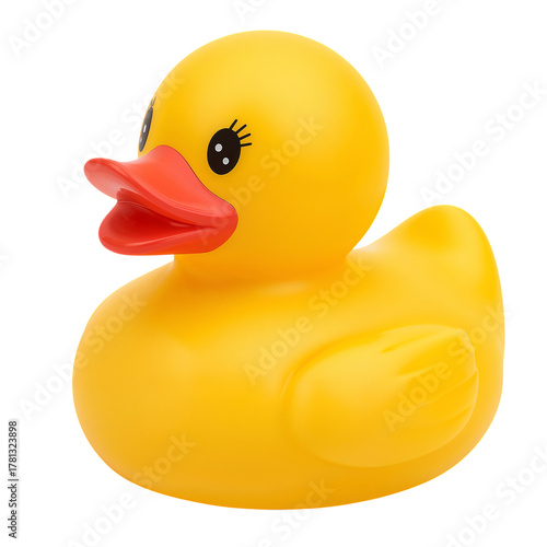 Colorful Rubber Duck Floating on Water During a Sunny Day in a Backyard Pool