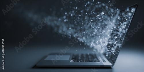 Laptop with a blue screen and a lot of white dots