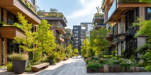 Fototapeta Naklejka Na Ścianę i Meble -  Row of houses with trees in front of them