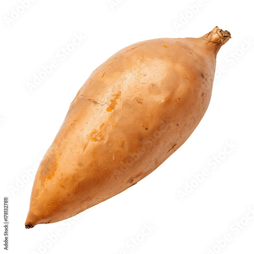 Golden Sweet Potato Resting on a Plain Background Ready for Cooking or Baking