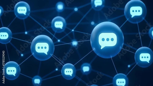 A digital network of communication bubbles, representing modern messaging and online interaction in a visually striking blue theme.