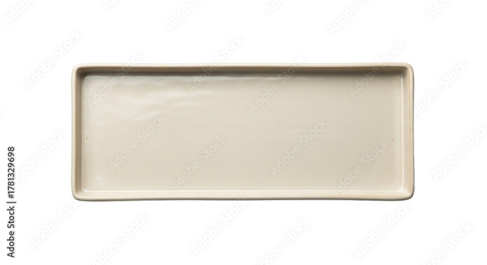 Fototapeta premium An empty, rectangular serving platter with rounded corners is ready to elevate dining experiences with style and grace.