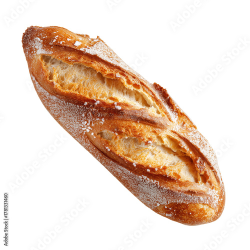 Freshly Baked Bread Loaf Sitting on a Clean Surface in a Bright Kitchen.
