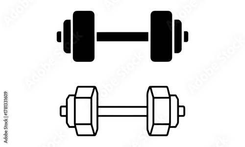 Male Fitness Dumbbell Icons Vector