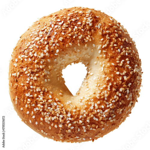 Freshly Baked Sesame Bagel Ready for Breakfast or Snacking at a Cozy Cafe.