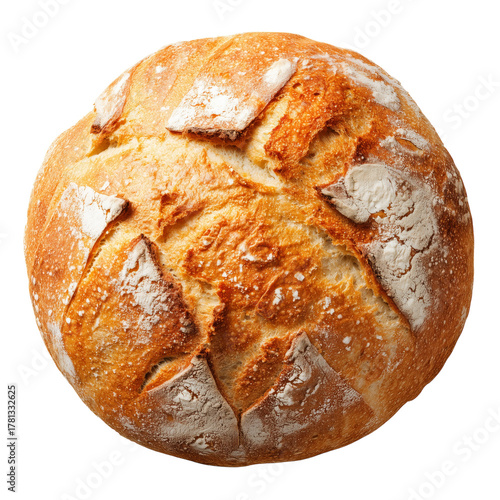 Freshly Baked Round Bread With a Crispy Crust and Sesame Seeds on Top.