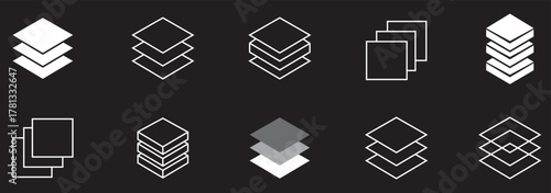 Layer icon set. high comfort structure symbol. business growth infographic layers. Presentation sign