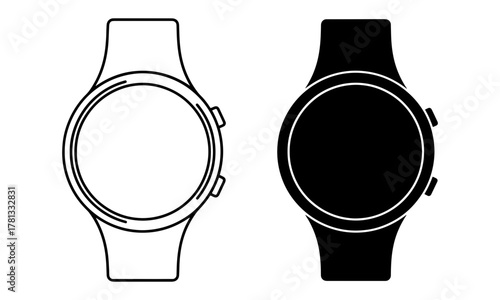 Smartwatch Icons. Vector of modern wearable watch for technology and fitness