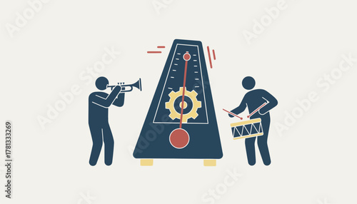 A closeup of a metronome ticking steadily capturing a moment of focus and discipline as band members synchronize their timing.
