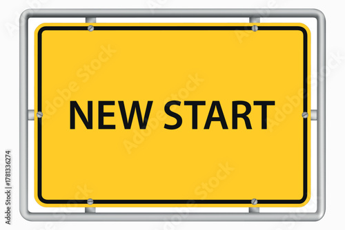 NEW START – yellow road sign