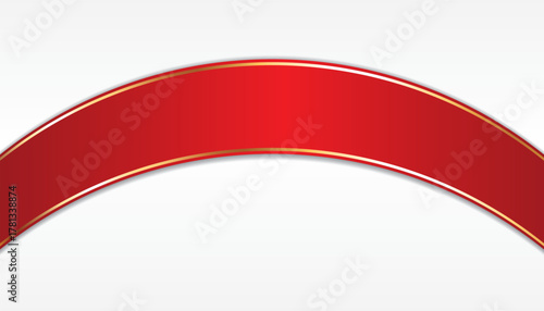 long red colored ribbon banner with gold frame