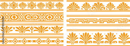 Greek and Roman Ornamental Border Vector Set with Geometric Patterns, Floral Motifs, and Classical Decorative Design Elements
