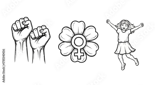 Empowerment and joy: feminist symbol and celebration in black and white design