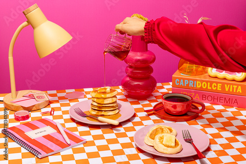 Pancake breakfast with a girly pink theme