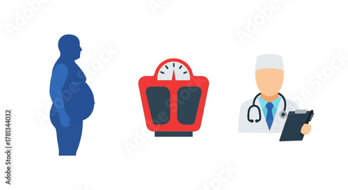 Obesity and health: doctor consultation and weight management concept