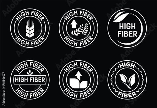 Cuadro en lienzo White high fiber icon set with wheat and leaves signs