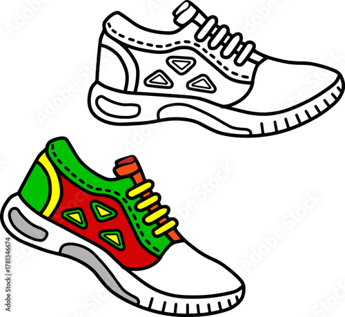 sport shoes line vector illustration isolated on white background