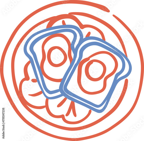 Healthy Breakfast Line Icon Doodle Illustration