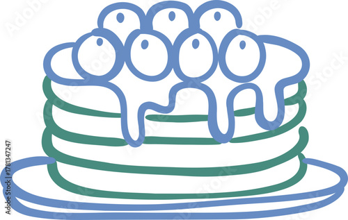 Healthy Breakfast Line Icon Doodle Illustration