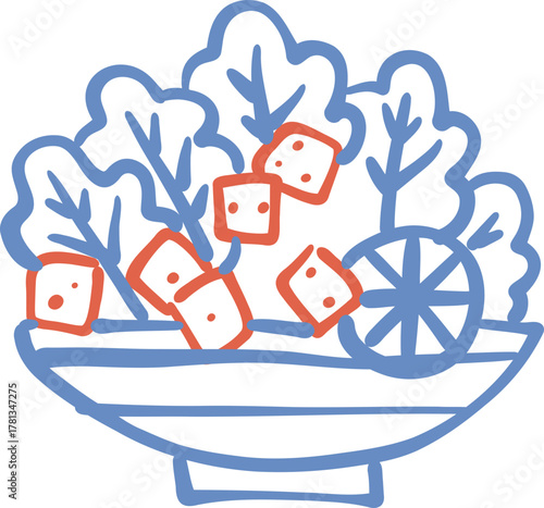 Healthy Breakfast Line Icon Doodle Illustration