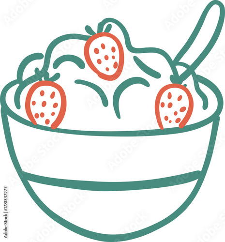 Healthy Breakfast Line Icon Doodle Illustration