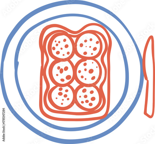 Healthy Breakfast Line Icon Doodle Illustration