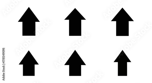 Black arrow silhouettes on white background for directional design concepts