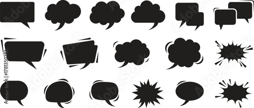 Speech bubble icon set comic dialogue shape vector