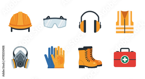 Essential safety equipment icons for workplace protection