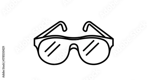 Minimalist linear sunglasses icon on white background