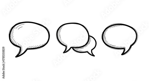 Hand drawn speech bubbles sketch for creative communication design