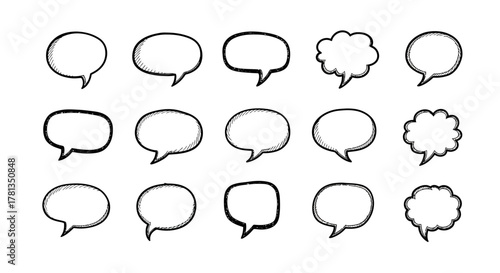Hand drawn speech bubbles collection for creative design projects